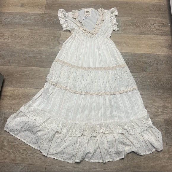 Z&L Dresses & Skirts - Z&L Boho Maxi Dress Lace Trim Small